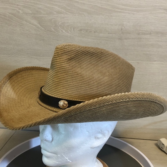 Resistol Stagecoach Cowboy Hat Brown Corduroy Concho Accents Size 7 1/8 Vintage - Picture 2 of 8